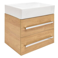 Koupelnová skříňka s umyvadlem SAT Cube Way 60x53x46 cm dub Hickory mat CUBE46602DHSATCWL