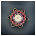 Křišťálové sklo - Svícen lotosový květ s minerály Basic, Růžová