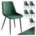 TecTake Sada 6 ks židlí Monroe v sametovém vzhledu - tmavě zelená