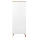 Bílá šatní skříň s nohami z dubového dřeva Tenzo Dot, výška 201 cm