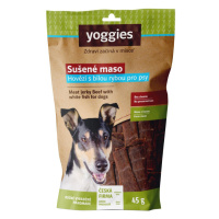 Yoggies Sušené hovězí maso s rybou pro psy (proužky) 45g