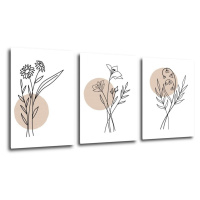 Impresi Obraz Květiny skandinávský styl - 150 x 70 cm (3 dílný)
