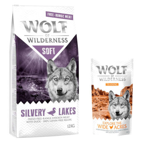 Wolf of Wilderness granule, 12 kg + Training “Explore the Wide Acres” zdarma - "Soft - Silvery L