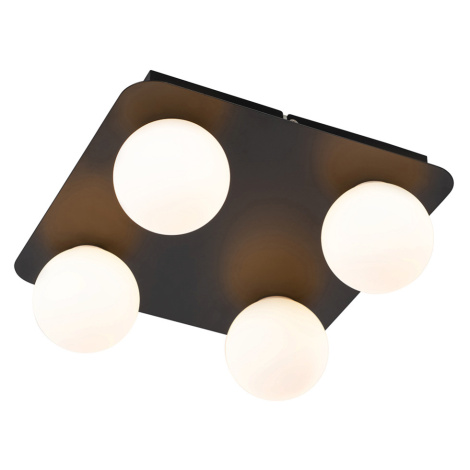 Moderne badkamer plafondlamp zwart vierkant 4-lichts - Cederic QAZQA