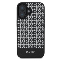 DKNY PU Leather Repeat Pattern Bottom Stripe MagSafe Zadní Kryt pro iPhone 16 Plus Black