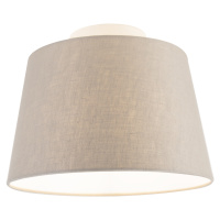 Stropní lampa s lněným stínidlem taupe 25 cm - bílá Combi