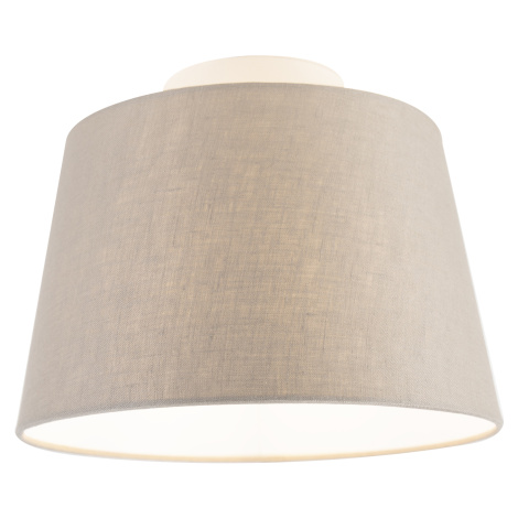 Stropní lampa s lněným stínidlem taupe 25 cm - bílá Combi QAZQA