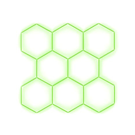 Escape6 Kompletní LED hexagonové svítidlo zelené, rozměr 8 elementů 252 × 238 cm