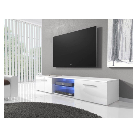 TV stolek IWORU s LED, bílý/bílý lesk Casarredo
