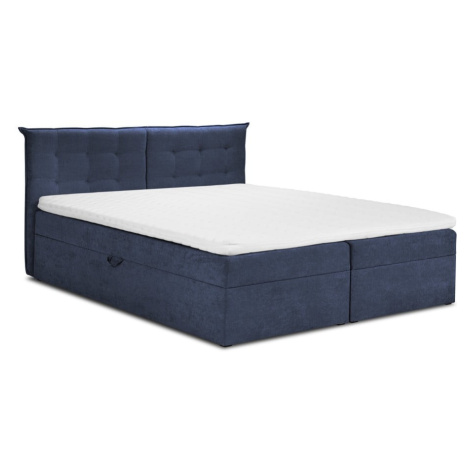 Tmavě modrá boxspring postel s úložným prostorem 180x200 cm Echaveria – Mazzini Beds Mazzini Sofas
