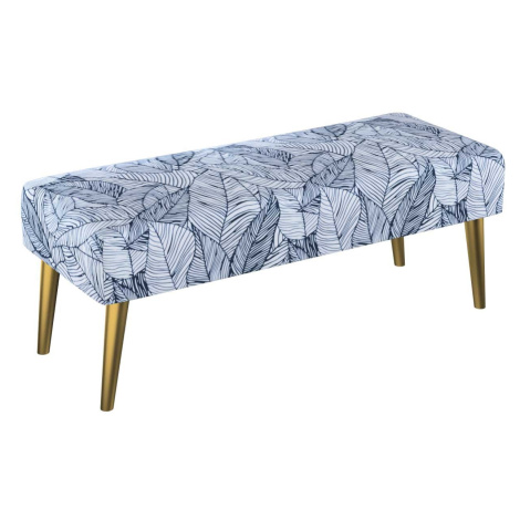 Dekoria Dlouhá lavička Velvet 100x40cm, bílá a tmavě modrá, 100 x 40 x 40 cm, Velvet, 704-34