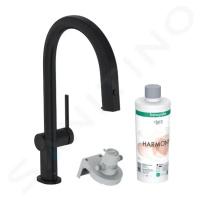 HANSGROHE Aqittura M91 Dřezová baterie s výsuvnou koncovkou a filtrací, sBox, matná černá 768006