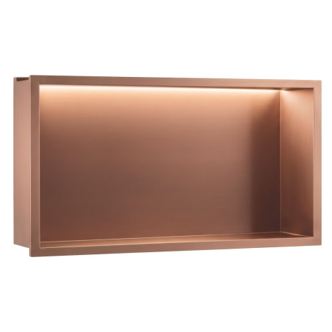 REA VESTAVNÁ KOUPELNOVÁ POLICE LED 30x60 brush copper REA-08568