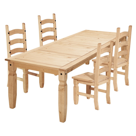 Jídelní set PIMBOW stůl 178x92 cm + 4 židle, borovice Idea