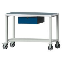 ANKE Kompaktní dílenský stůl, š x h 1140 x 650 mm, 1 zásuvka, pojízdné provedení, univerzální de