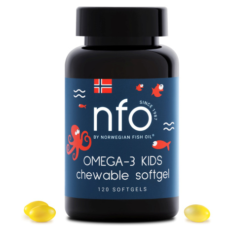 NFO Omega-3 pro děti žvýkací kapsle s vitaminem D, rybí želatina žvýkačky