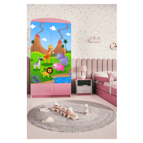 Kocot kids Dětská skříň Babydreams 90 cm safari růžová