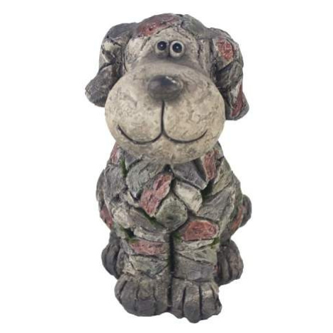 Pes sedící terakota šedá 28cm Morex