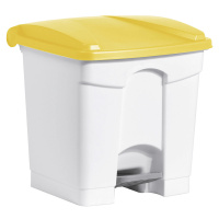 helit Nášlapná nádoba na odpad, objem 30 l, š x v x h 410 x 440 x 400 mm, bílá, žluté víko