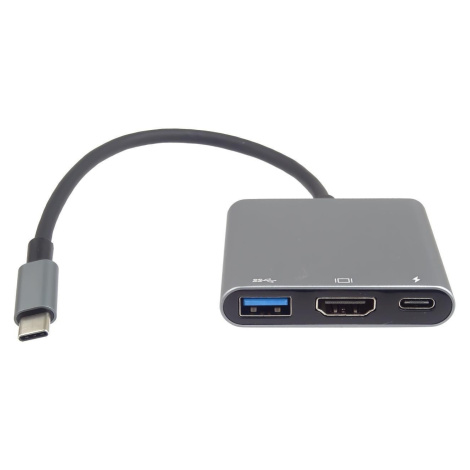 PremiumCord Adaptér USB-C na HDMI + USB3.0 + PD, rozlišení 4K a FULL HD 1080p
