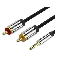 Vention 3.5mm Jack Male to 2x RCA Male Audio Cable 1m Black Metal Type