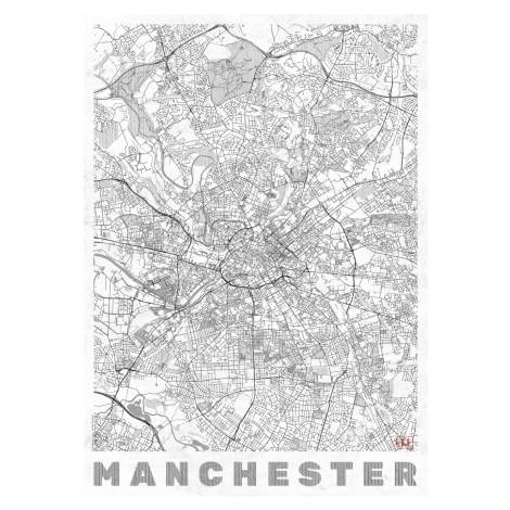 Mapa Manchester, Hubert Roguski, (30 x 40 cm)