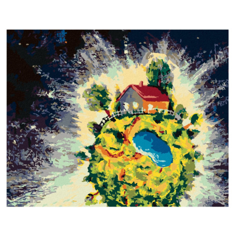 Malování podle čísel - MALÝ PRINC A JEHO PLANETA Rozměr: 80x100 cm, Rámování: bez rámu a bez vyp
