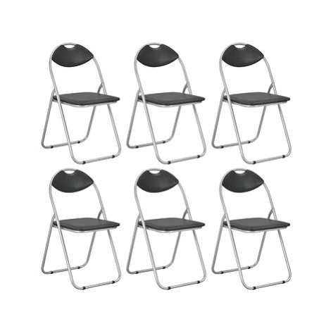 Skládací jídelní židle 6 ks černé umělá kůže SHUMEE