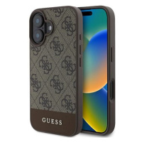 Guess PU 4G Stripe Zadní Kryt pro iPhone 16 Brown