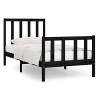 Rám postele černý masivní dřevo 100 × 200 cm, 3106827