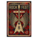 Ilustrace Rock guitar retro poster, music festival concert, seamartini, 26.7 × 40 cm