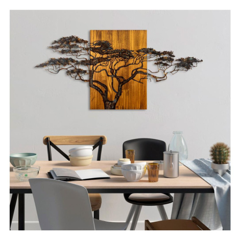 Nástěnná dekorace 144x70 cm strom dřevo/kov Donoci
