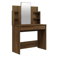Shumee Toaletní stolek se zrcadlem hnědý dub 96 × 40 × 142 cm