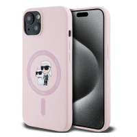 Karl Lagerfeld Liquid Silicone Karl and Choupette MagSafe Zadní Kryt pro iPhone 14 Pink