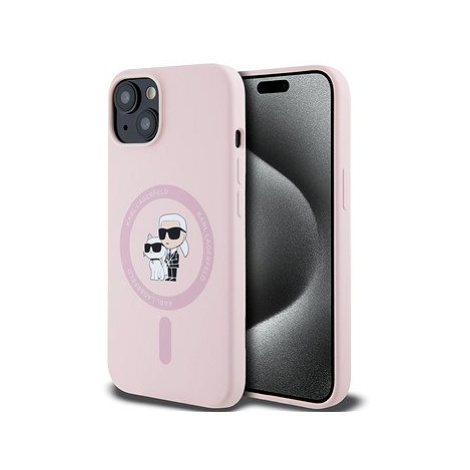 Karl Lagerfeld Liquid Silicone Karl and Choupette MagSafe Zadní Kryt pro iPhone 14 Pink