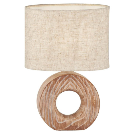 Hnědo-béžová keramická stolní lampa s textilním stínidlem (výška 31 cm) Hanke – Fischer & Honsel