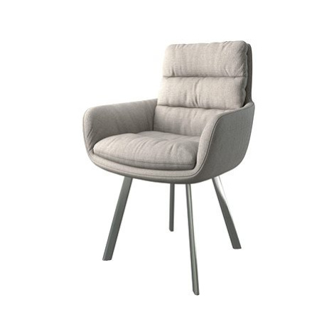 DELIFE Jídelní židle Abelia-Flex s područkou plochá tkanina světle šedá oválná podnož z nerezové