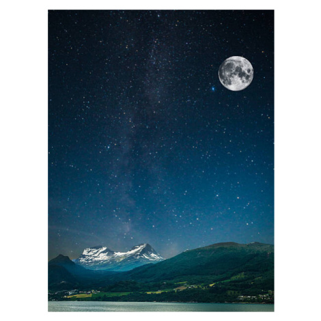 Umělecká fotografie stars shine in the sky over the fjords, Lindrik, (30 x 40 cm)