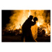 Fotografie Bride and Groom silhouette with Fire behind them, Ellen LeRoy Photography, 40 × 26.7 