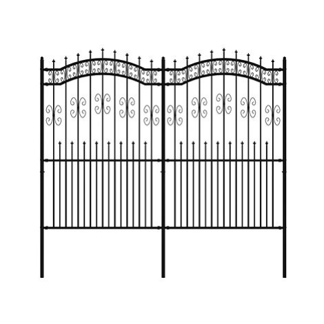 SHUMEE Zahradní plot s hroty černý 222 cm práškově lakovaná ocel