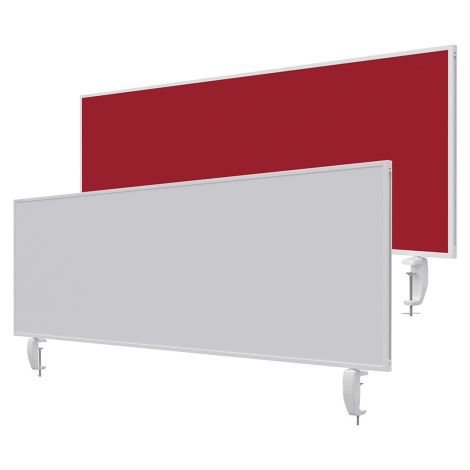 magnetoplan Dělicí stěna na stůl VarioPin, bílá tabule/plsť, šířka 1600 mm, červená