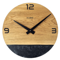KUBRi 0182A - Luxusní dubové hodiny s epoxidovými doplňky