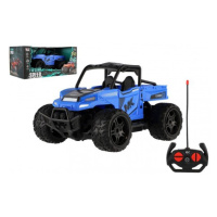 Auto RC buggy pick-up terénní modré 22cm plast 27MHz na baterie se světlem v krabici 30x14x16cm