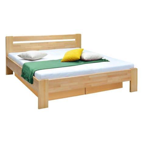Dvoulůžková postel s roštem a úložným prostorem z masivu AMARA 180x200 cm buk 8590828129295