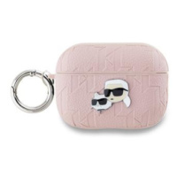 Pouzdro Karl Lagerfeld PU Embossed Choupette Heads pro AirPods 3, růžová