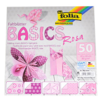 Origami papír Basics 80 g/m2 - 10 × 10 cm, 50 archů - růžový