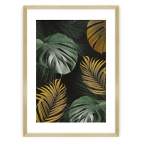 Dekoria Plakát Golden Leaves I, 21 x 30 cm, Zvolit rámek: Zlatý