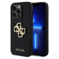Guess PU Perforated 4G Glitter Metal Logo kryt iPhone 15 Pro černý