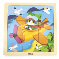 Puzzle na podstavci Viga 44632 9 dílků - letadlo