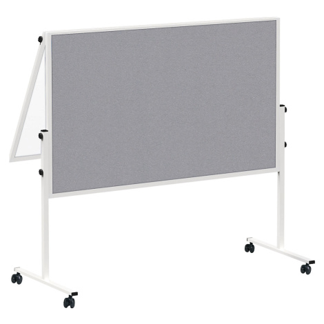 MAUL Přednášková tabule MAULsolid, mobilní, sklopné provedení, bílá tabule/plstěný povrch šedý